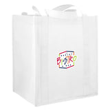 Little Juno Non-Woven Grocery Tote — White (WH) — decorated right angle — 11