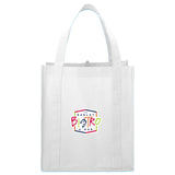 Little Juno Non-Woven Grocery Tote — White (WH) — decorated front view — 8