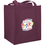 Hercules Non-Woven Grocery Tote — Burgundy (BU) — decorated right angle — 63