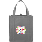 Hercules Non-Woven Grocery Tote — Gray (GY) — decorated front view — 54