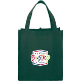 Hercules Non-Woven Grocery Tote — Hunter Green (HGR) — decorated front view — 46