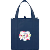 Hercules Non-Woven Grocery Tote — Navy Blue (NBL) — decorated front view — 34