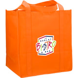 Hercules Non-Woven Grocery Tote — Orange (OR) — decorated right angle — 31