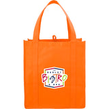 Hercules Non-Woven Grocery Tote — Orange (OR) — decorated front view — 30