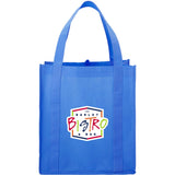 Hercules Non-Woven Grocery Tote — Process Blue (PBL) — decorated front view — 26