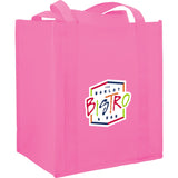 Hercules Non-Woven Grocery Tote — Pink (PK) — decorated right angle — 23
