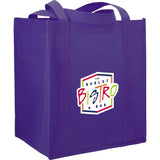 Hercules Non-Woven Grocery Tote — Purple (PU) — decorated right angle — 19