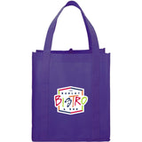 Hercules Non-Woven Grocery Tote — Purple (PU) — decorated front view — 18