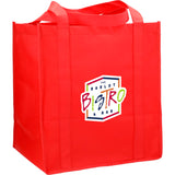 Hercules Non-Woven Grocery Tote — RED (RE) — decorated right angle — 13