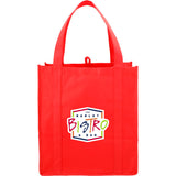 Hercules Non-Woven Grocery Tote — RED (RE) — decorated front view — 12