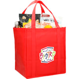 Hercules Non-Woven Grocery Tote — RED (RE) — decorated product view — 14