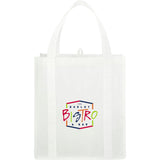 Hercules Non-Woven Grocery Tote — White (WH) — decorated front view — 8