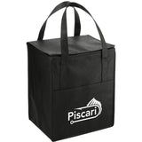 Hercules Flat Top Insulated Grocery Tote — Black (BK) — decorated right angle — 11