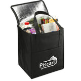 Hercules Flat Top Insulated Grocery Tote — Black (BK) — decorated right angle — 10