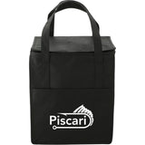 Hercules Flat Top Insulated Grocery Tote — Black (BK) — decorated front view — 9