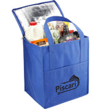 Hercules Flat Top Insulated Grocery Tote — Royal (RYL) — decorated right angle — 3