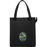 Hercules Insulated Grocery Tote Bag — Black (BK) — decorated front view — 15