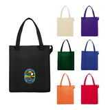 Hercules Insulated Grocery Tote Bag — Black (BK) — decorated front view — 14