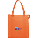 Hercules Insulated Grocery Tote Bag — Orange (OR) — decorated front view — 25