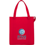 Hercules Insulated Grocery Tote Bag — RED (RE) — decorated front view — 20