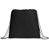 Evergreen Non-Woven Drawstring Bag — Black (BK) — blank front view — 20