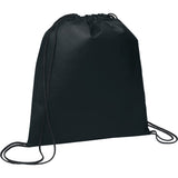 Evergreen Non-Woven Drawstring Bag — Black (BK) — blank front view — 19