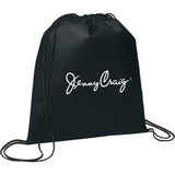 Evergreen Non-Woven Drawstring Bag — Black (BK) — decorated product view — 17