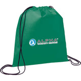 Evergreen Non-Woven Drawstring Bag — Green (GR) — decorated front view — 35