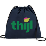 Evergreen Non-Woven Drawstring Bag — Navy Blue (NBL) — decorated front view — 11