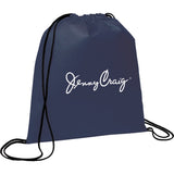Evergreen Non-Woven Drawstring Bag — Navy Blue (NBL) — decorated product view — 12