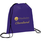 Evergreen Non-Woven Drawstring Bag — Purple (PU) — decorated front view — 7
