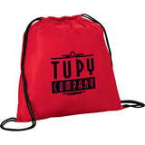 Evergreen Non-Woven Drawstring Bag — RED (RE) — decorated front view — 2