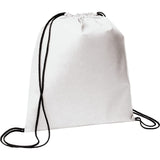 Evergreen Non-Woven Drawstring Bag — White (WH) — blank front view — 23