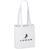 Mini Elm Non-Woven Tote — White (WH) — decorated front view — 2