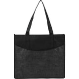 Brooke Recycled Non-Woven Convention Tote — Black (BK) — blank front view — 25