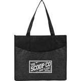 Brooke Recycled Non-Woven Convention Tote — Black (BK) — decorated front view — 23