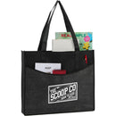 Brooke Recycled Non-Woven Convention Tote — Black (BK) — decorated product view