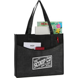 Brooke Recycled Non-Woven Convention Tote — Black (BK) — decorated product view — 22