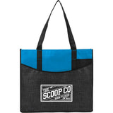 Brooke Recycled Non-Woven Convention Tote — Process Blue (PBL) — decorated front view — 3
