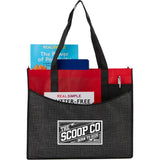 Brooke Recycled Non-Woven Convention Tote — Red (RD) — decorated product view — 9