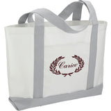 Large Canvas Tote Bag — White — decorated right angle — 40