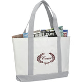 Large Canvas Tote Bag — White — decorated right angle — 39