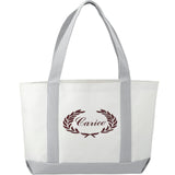 Large Canvas Tote Bag — White — decorated back view — 38