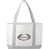 Large Canvas Tote Bag — White — decorated front view — 37