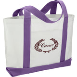 Large Canvas Tote Bag — White — decorated right angle — 12