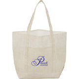 Beacon Recycled Non-Woven All Purpose Tote — Natural (NT) — decorated front view — 3