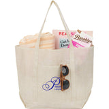 Beacon Recycled Non-Woven All Purpose Tote — Natural (NT) — decorated product view — 2