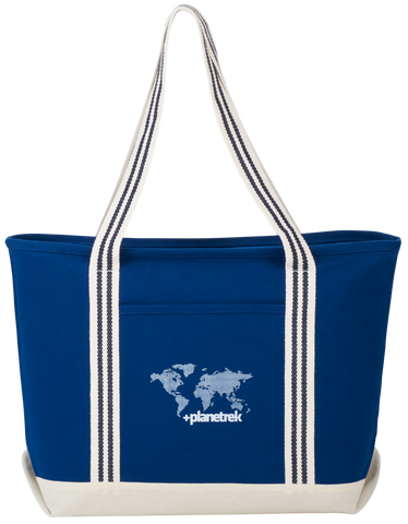 Atlantic Stripe 20oz Cotton Canvas Zippered Tote custom branded promotional totes