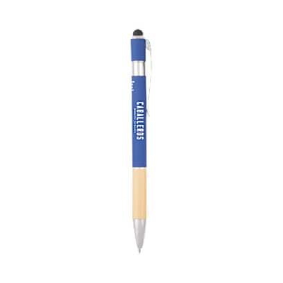 Bamboo and Recycled Aluminum Soft Touch Ballpoint Stylus custom branded promotional pens