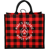 Buffalo Plaid Printed Jute Tote custom branded promotional totes — 1